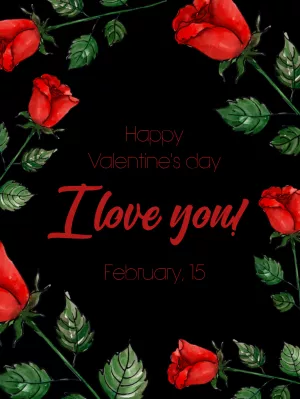 Valentine's Day Card with Red Roses to Edit Online