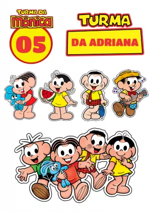 Topo de Bolo Turma da Mônica com Personagens para Editar