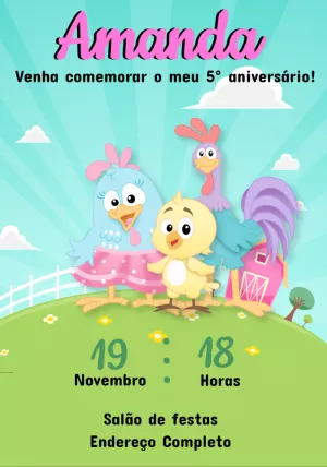 Convite Aniversário Galinha Pintadinha Candy para Editar Online