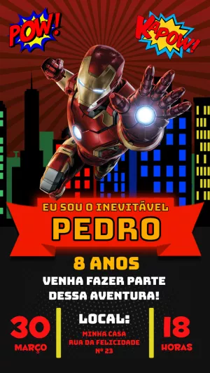 Convite de Aniversário Homem de Ferro para Editar Online