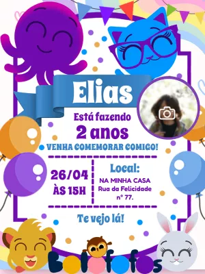 Invitación de cumpleaños Bolofofos – Estático – Pedro Henrique
