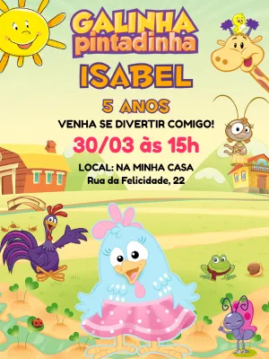 Galinha Pintadinha Birthday Invitation – Static – Pedro Henrique
