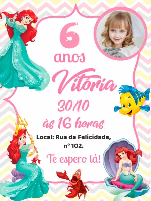 Invitación de cumpleaños La Sirenita – Estático – Pedro Henrique