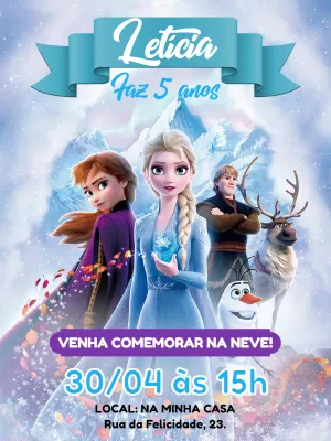 Convite de Aniversário Frozen com a Turma Completa para Editar