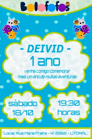 Invitación de cumpleaños Bolofofos – Estático – Dtech Artes Digitais