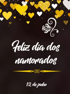 Post Dia dos Namorados com Corações Dourados para Editar