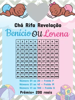 Convite Chá Rifa Revelação Menino ou Menina Editável Online