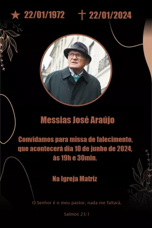 Convite Missa de Sétimo Dia com Foto para Editar Online