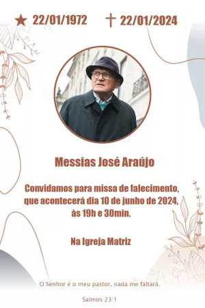 Convite Missa de Sétimo Dia com Foto para Editar Online