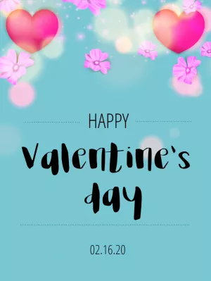 Valentine's Day Card with Hearts and Flowers to Edit Online