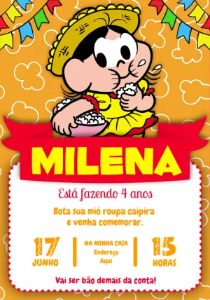 Convite Festa Junina Turma da Mônica para Editar Online