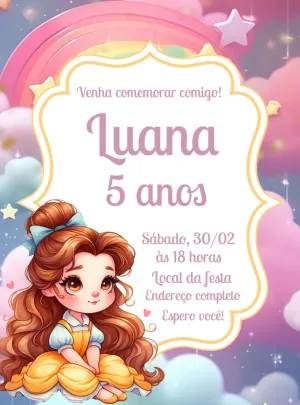 Invitación de cumpleaños Princesas – Estático – Decore Arte
