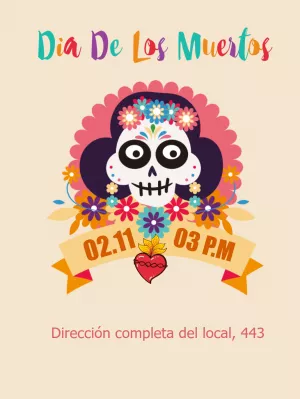 Invitación Día de los Muertos con Calavera para Editar Online