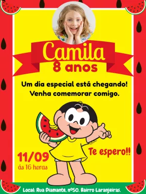 Convite de Aniversário Magali com Foto para Editar Online