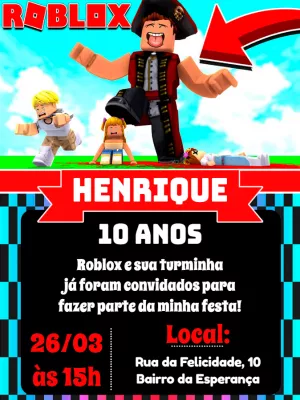 Invito di compleanno Roblox – Statico – Pedro Henrique