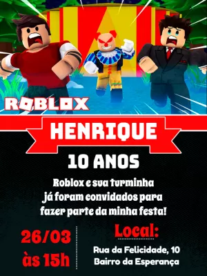 Invito di compleanno Roblox – Statico – Pedro Henrique