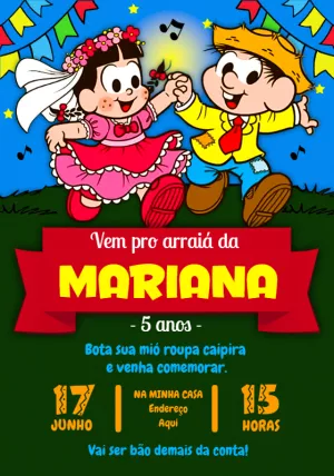 Convite Festa Junina Turma da Mônica Editável Online