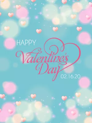 Valentine's Day Card with Bokeh Hearts - Editable Online