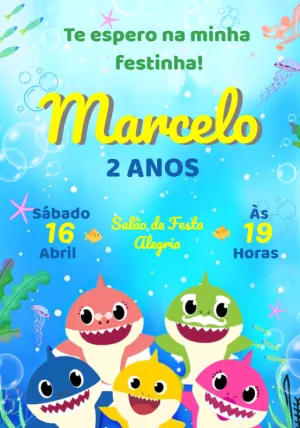 Invito di compleanno Baby Shark – Statico – Convites e Artes Digitais