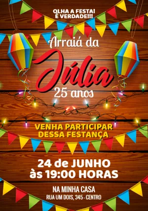 Convite de Aniversário Festa Junina para Editar Online