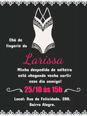 Convite Chá de Lingerie Elegante para Editar Online e Imprimir
