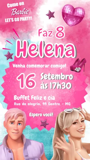 Invitación de cumpleaños Barbie – Estático – Felicity Artes