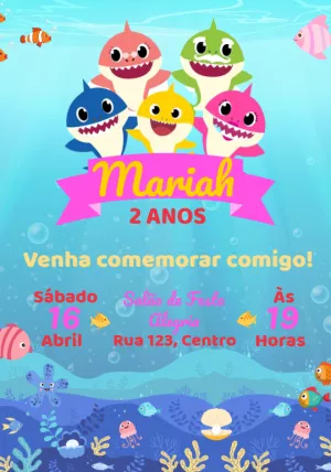 Invito di compleanno Baby Shark – Statico – Convites e Artes Digitais