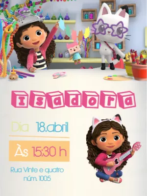Convite Aniversário A Casa Mágica da Gabby para Editar Online