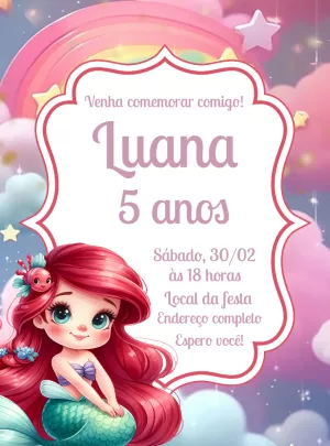 Invitación de cumpleaños La Sirenita – Estático – Decore Arte