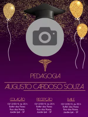 Convite de Formatura Pedagogia com Foto para Editar Online