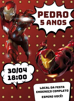 Convite de Aniversário Homem de Ferro para Editar Online