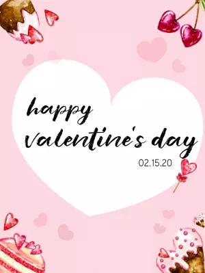 Valentine's Day Post with Sweets & Hearts to Edit Online