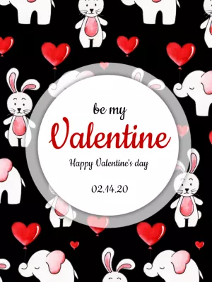 Valentine's Day Card with Cute Animals to Edit Online