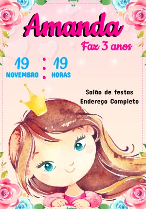 Invitación de cumpleaños Princesas – Estático – Montando a Sua Festa Oficial