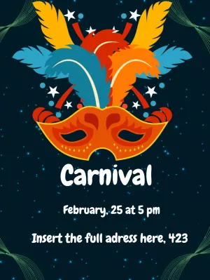 Carnival Party Invitation with Mask to Edit Online