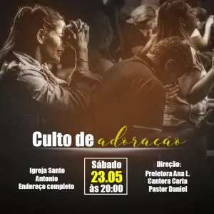 Convite Editável para Culto de Adoração na sua Igreja