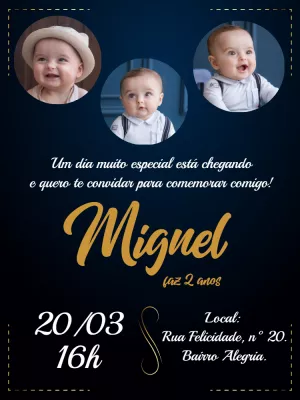 Convite de Aniversário Realeza com Foto para Editar Online