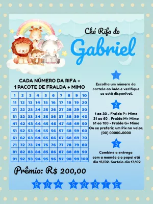 Chá Rifa Safari com Animais Fofinhos para Editar Online