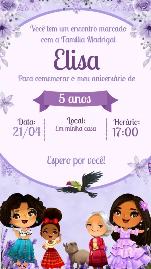Convite Aniversário Encanto Família Madrigal para Editar Online