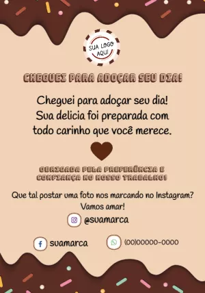 Cartão de Agradecimento Doceria Chocolate Editável Online