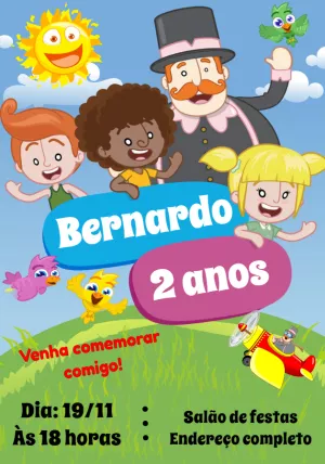 Convite de Aniversário Mundo Bita com Personagens para Editar