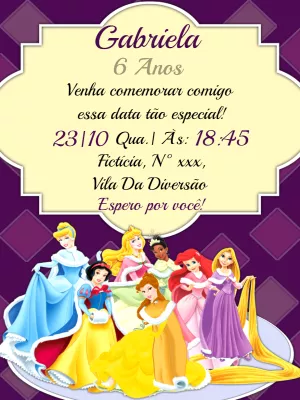 Invitación de cumpleaños Princesas – Estático – Lilian Designer