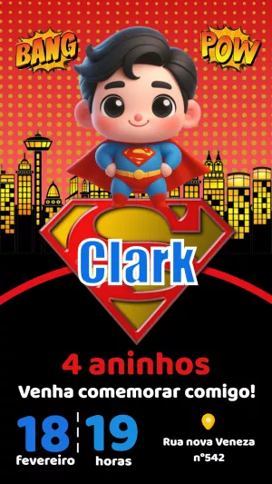 Convite de Aniversário Superman Cute para Editar Online
