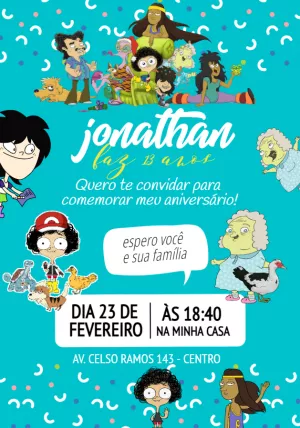Convite Aniversário Irmão do Jorel com Personagens para Editar