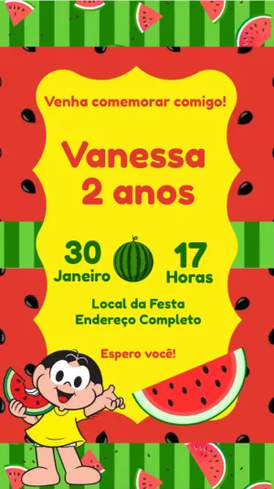 Invitation d'anniversaire Turma da Mônica – Statique – Renata Designer