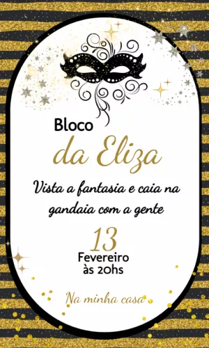Convite de Aniversário Carnaval com Máscara para Editar Online