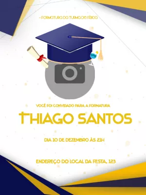 Convite de Formatura com Foto Editável Online para Imprimir