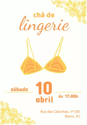 Convite Chá de Lingerie Amarelo para Editar Online