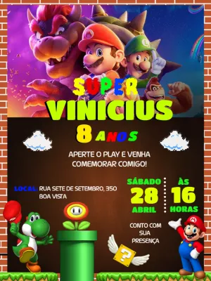 Invito di compleanno Super Mario – Statico – Victor designer