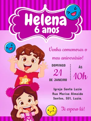 Convite Aniversário Maria Clara e JP para Editar Online